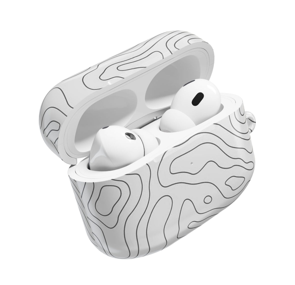White & Black Topographic AirPod Case